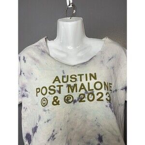 Post Malone Austin 2023 Tour Shirt Womens Small White Tie Dye Cropped Tee Top